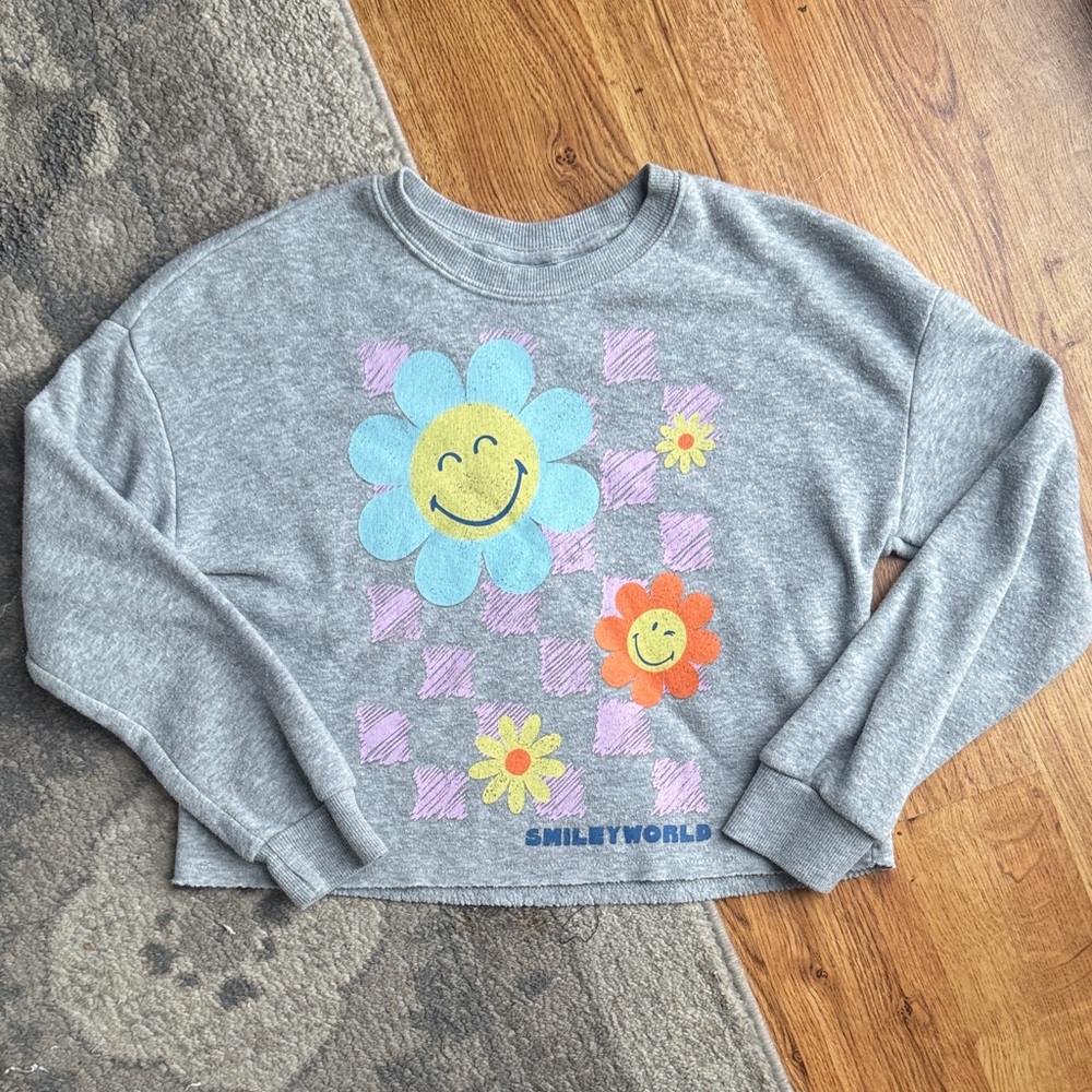 SmileyWorld Gray Kids Sweatshirt with Floral Design